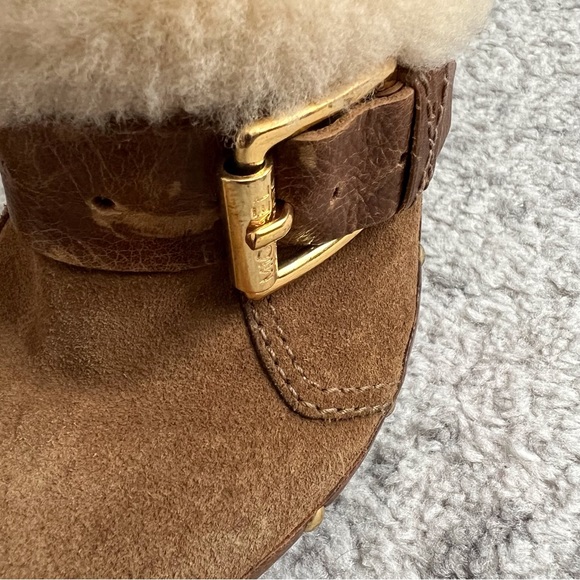 Michael Kors Brown Suede Platform Clog Heels Shearling Lined Y2K 90s Women’s 7.5 - Picture 11 of 12